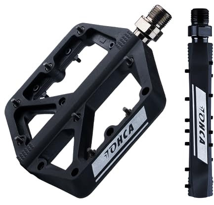 Lohca Fahrradpedale Nylon Flat Fahrrad Pedale 9/16 MTB Rennrad Mountainbike Cube Pedale mit 3 DU Bearing, Ultraleicht, Anti-Staub, rutschfest, Wasserdicht, Schwarz