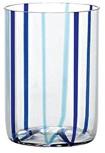 ZAFFERANO Verre Tirache en Verre Borosilicate Bicolore Bleu Aigue-Marine boîte de 6 pièces