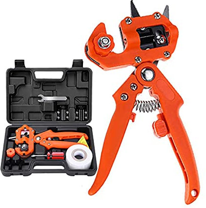 Koncy Pfropfen Werkzeug Kit, Pfropfschere Garten Ratschenschere Set Professional Pfropfschere Veredelungsschere Garten Grafting Tool für Blumen Obstbäume Zweige