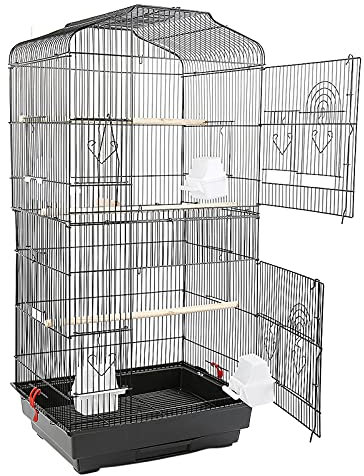 vogelkäfig, vogelkäfig wellensittiche, Nicht leicht zu rosten und zu korrodieren, einschließlich Kiefernstangen und Futterboxen (46 * 35,3 * 92 cm)