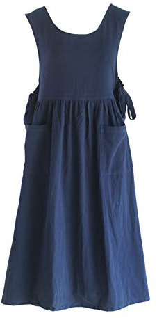 Premium Plus Size Schürze Verstellbare Taille Latzschürze, Weiche Baumwollmischung Schürze mit Taschen, Ideal für Küche,Garten,Backen,Entspannen,auch als Geschenk für Ihre Mutter oder Frau (L,Blau)