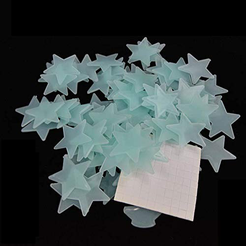 100 Stück leuchtende Sterne Aufkleber Leuchtpunkte Sterne DIY Glow Highter Wandaufkleber für Decke Wand Schlafzimmer Wohnzimmer Hellblau