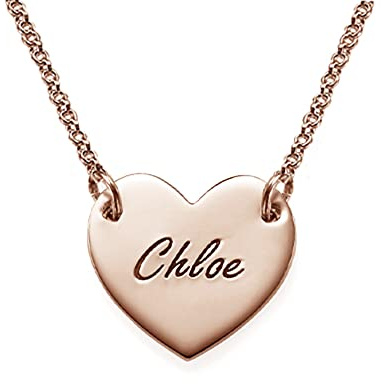 MYKA - Collana personalizzata a forma di cuore con nome inciso per donna - ciondolo con ciondolo a forma di cuore con nome - gioielli regalo per ragazze