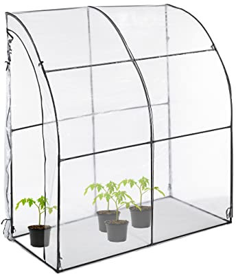 Relaxdays Invernadero Tomates, Cubierta PVC, Medidas: 215 x 200 x 100 cm, Mini Huerto Accesible, Transparente/Negro