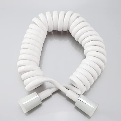 BiaoTeng Brauseschlauch 2m flexibel flexschlauch 1/2 zoll anti-twist dehnbare bis brauseschlauch ausziehbar brauseschlauch grau,Weiß