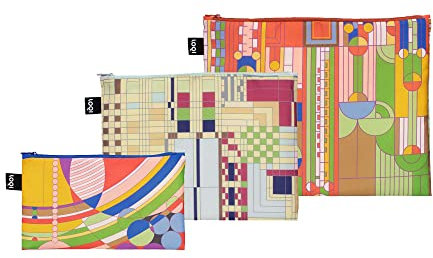 LOQI Frank Lloyd Wright Saguaro Formen, Old Fashion Windows, March Balloons - Wiederverwendbare Reißverschlusstaschen, mehrfarbig, Modernes Design