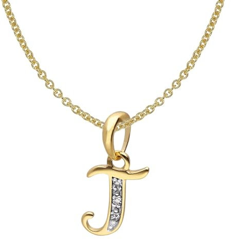 trendor Buchstaben-Anhänger J Gold 333/8K mit vergoldeter Silberkette modisches Schmuckstück aus Echtgold für Damen, tolle Geschenkidee, 41520-J-42 42 cm