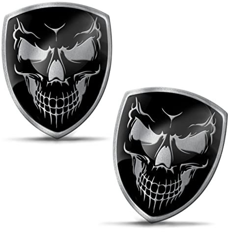 SkinoEu 2 x Aufkleber 3D Gel Silikon Schädel Totenkopf Silber Stickers Autoaufkleber Auto Motorrad Fahrrad Fenster Telefon Laptop PC Tablet Tür KS 123