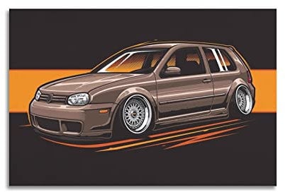 Sportwagen-Poster MK4 Golf GTI Performance Auto Poster Dekorative Malerei Leinwand Wandposter und Kunstbild Druck Moderne Familie Schlafzimmer Dekor Poster 40 x 60 cm