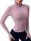 Rapbin Womens Gym Tops Long Sleeve Sports T-Shirt Fitness Workout Yoga Shirts Ladies Running Zip Tops with Thumb Holes Style 2-Light Purple M