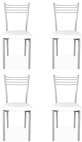 Somnia Descanso - Pack de 4 Sillas Tapizadas para Cocina o Comedor, Acabadas en Polipiel de Color Blanco Modelo Närke. Medidas: 39,5 cm (Ancho) x 37,5 cm (Fondo) x 96 cm (Alto)