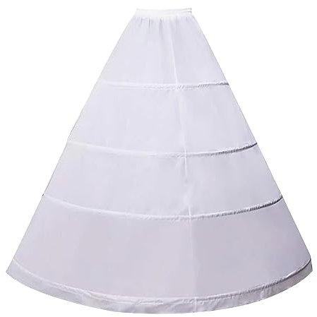 KALUROIL Reifrock Brautkleid - Damen 4 Reifen Petticoats A-Linie Bodenlang Unterrock Crinoline für Hochzeit Ballkleid Weiß