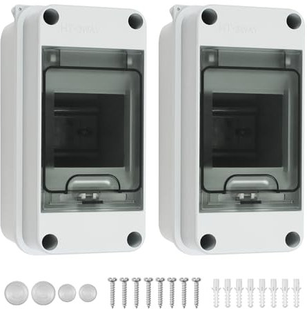 MaxEarn 2 Stück Verteilerkasten Aufputz, IP65 Waterproof Sicherungskasten Aufputz 1 Reihig für 3 Module, Kleinverteiler mit Montageschrauben für Garten Oder Außenbereichen