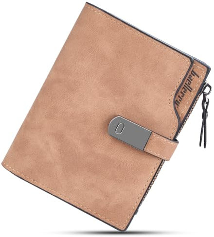 Portefeuille Femme en PU Cuir Porte Monnaie pour Femme Lisse et Souple Portefeuille Petit Format Compact avec 16 Emplacements de Carte, Porte-Monnaie Court en Cuir Synthétique Bifold (Brun)