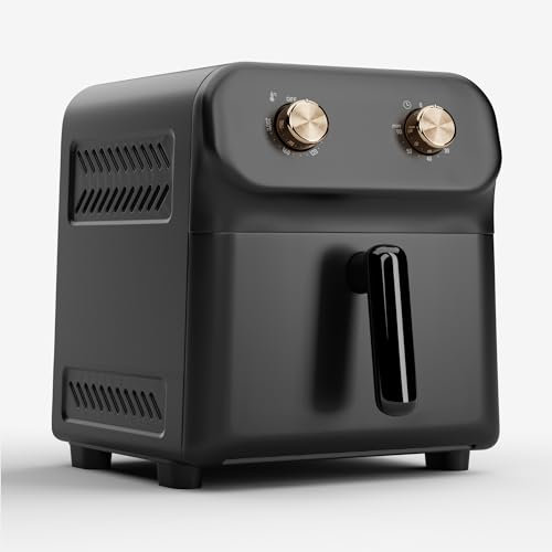 Klarstein AeroCrisp - Friggitrice Ad Aria, 6 L, 1700W, Cestello Grande, Manopole, Cool Touch, Tecnologia di Circolazione di Aria Calda, Timer & Controllo Temperatura, Lavabile In Lavastoviglie, Nero