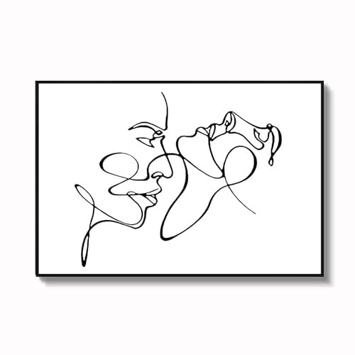 Abstrakte Linie Paare Wandkunst One Line Art Poster Schlafzimmer Line Art Kissing Poster Paar Küssen Schwarz Weiß Minimalistische Linie Wandkunst Paare Poster Minimalistische Linie Kunstdrucke Dekor