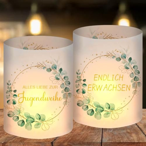 12 Windlicht Tischdeko Jugendweihe, Deko Jugendweihe Junge Mädchen, Alles Gute Zur Jugendweihe Tischdeko, Meine Jugendweihe Deko, Gastgeschenk Jugendweihe, Geeignet für Teelichter oder Kerzen