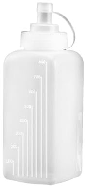 kesurpae Botella exprimible de plástico Cuadrada de Calidad alimentaria: Amplia Gama de usos Botella exprimible de plástico Cuadrada de PP de Gran Calibre, 800ml