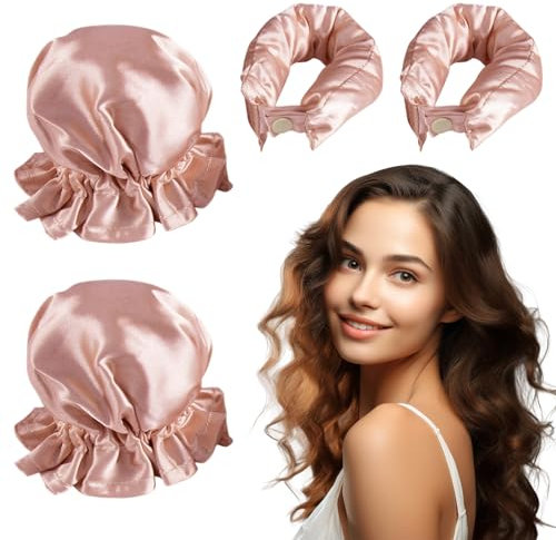 Kisvic Locken Ohne Hitze, 2 Stück Silk Heatless Curls Lockenwickler über Nacht, Overnight Blowout Lockenwickler - Die das Haar Nicht Verletzt für Mittleres langes Haar, DIY