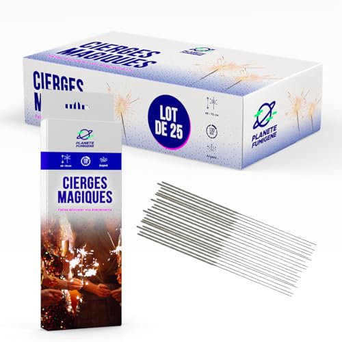 Magica XXL gigante, modello 48/70 cm, durata 130 secondi, set di 25 pezzi, accessorio per decorazione di torte di compleanno per bambini e adulti, stelle magiche scintillanti, categoria F1