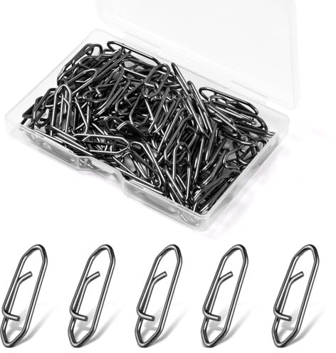 VEPEPE 100 Stück Power Fishing Snaps Angeln Set, Edelstahl Quick Change Snap Angeln, S M L Angel Snaps für Angelköder, Forellenköder, Hecht, Köder, Barsch Köder, Wirbel AngelnSnaps