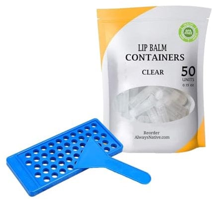 Lip Balm Filling Tray - Empty Lip Balm Tubes, Lip Balm Filling Tray | Lip Balm Container Tray Kit with Fill Tray & Spatula, Lipsticks Filling Tubes Mold Set for Homemade Lipstick Lip Balm