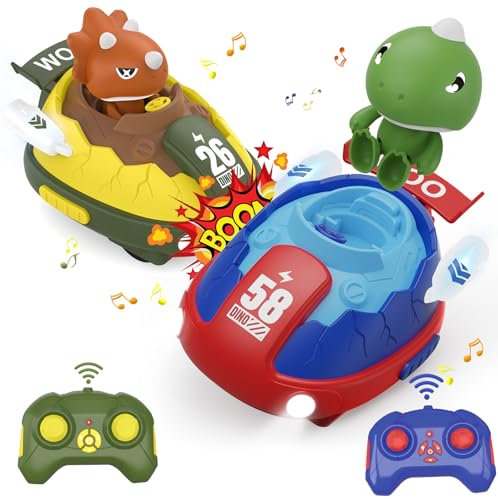 okk Ferngesteuertes Auto 2er Set, Autoscooter ferngesteuert Kinder mit LED Licht und Ton-Effekte, Kampf Stunt Autos, RC Bumper Cars Kleinkind Spielzeug für Alter 3+ Jahre alte Jungen und Mädchen