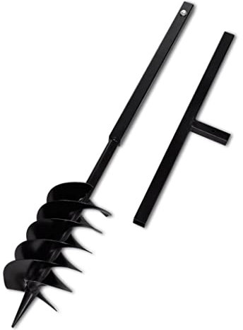 Taladro de Tierra con Mango, Taladro Negro De Tierra De Acero Con Mango 150 mm Tres Espirales Barrena de Plantación Taladro en Espiral para Plantar árboles Cultivo Profundo
