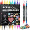 Lamitocs Acrylstifte für Steine Wasserfest, 24 PCS Dual Tip Acrylmarker Multimarker, Acrylic Paint Markers, Acrylfarben Stifte für Rock Painting Glas