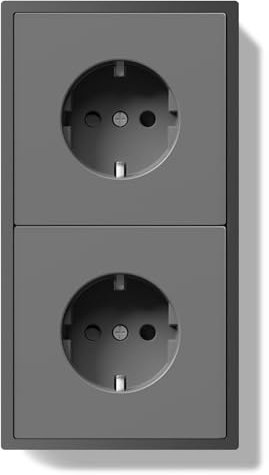 BSEED Enchufe Doble Schuko Empotrada, Enchufe de Pared 16Amp con Marco de PC, Enchufe Doble con Garras, 2 Gang Gris
