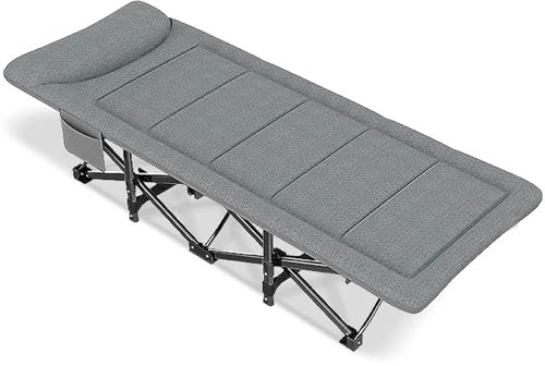 Generisch Klappbett für Erwachsene, Klappbetten für Erwachsene aus Baumwollleinen und Stahlrahmen, trägt bis zu 160 kg, tragbares Klappbett, Keine Installation erforderlich, 190 cm langes Klappbett