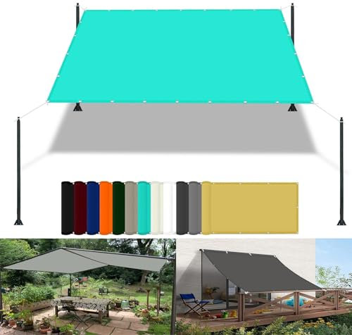 Grande vela da giardino impermeabile 2,7 x 5 m, resistente ai raggi UV, resistente alle intemperie, per pergola, balcone, recinzione, vela ombreggiante, con corda e occhielli inclusi