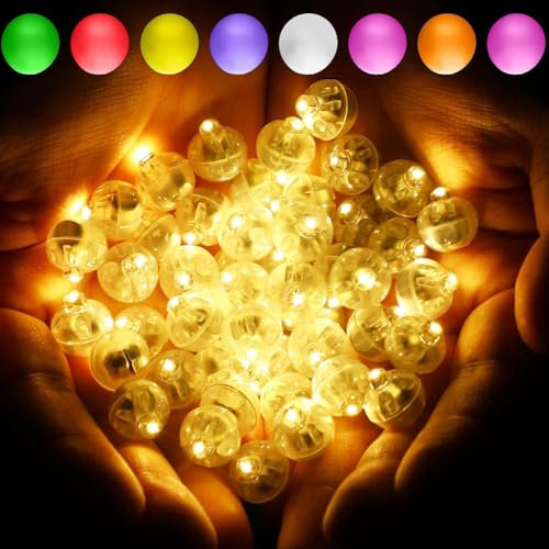 Bacxzomx 120 Piezas Mini Luces de Globo LED, LED Lámpara Globo Redondas, Mini Luces para Globos para Linternas de Papel, Navidad, Bodas, Cumpleaños, Halloween, Fiestas (Amarillo)