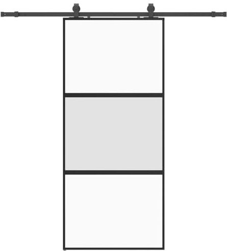 vidaXL Porte coulissante avec kit de quincaillerie noir 90x205 cm, porte coulissante sur rail, porte coulissante intérieure, porte coulissante de salle de bain