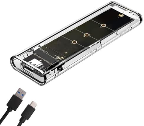 Qusedwey M.2 NGFF Dual Protocol SSD Case Clear USB Type C 10Gbps PCI-E M2 SSD Transparent External Enclosure Hard Disk Box