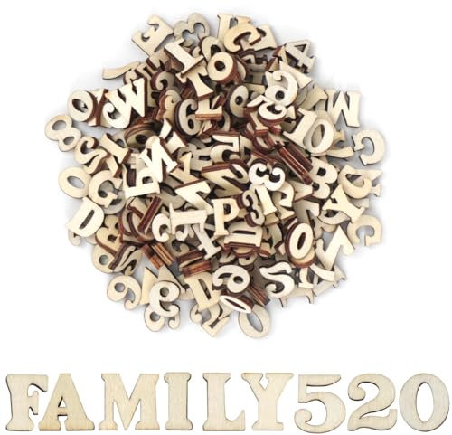 204 Stück Holz A-Z Buchstaben - Holzbuchstaben und Holzzahlen, Holzbuchstaben zum Basteln, Unbearbeitete Holz Buchstaben, Zahlen DIY Dekoationen, Naturholz Zahlen 0-9 für Dekoration Frühes Lernen