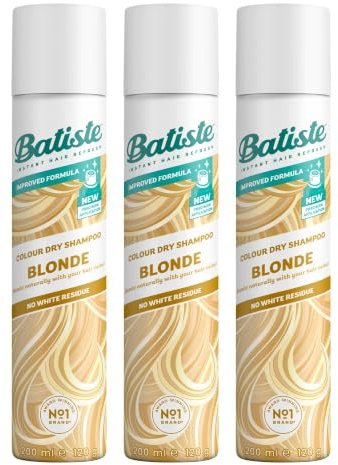 Batiste Dry Shampoo in Blondes with a Hint of Colour 200ml, No Rinse Spray to Refresh Hair in Between Washes, No White Residue for Blonde or Highlighted Hair (Packaging may vary) (Pack of 3)
