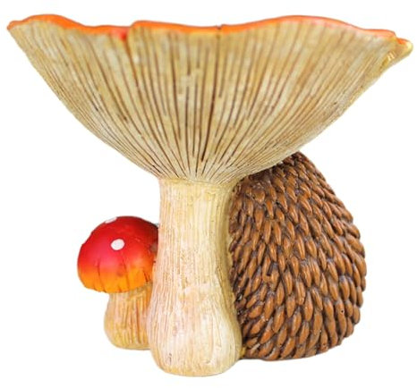 Ddujbtp Lustige Igel, Pilzfigur, Harz, Gartendekoration, für Vogelfütterung, Outdoor, Terrasse, Rasen, Tierskulptur, Dekorationen