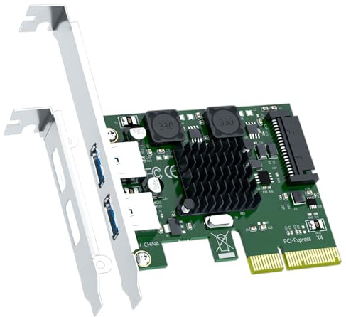GLOTRENDS U3142A 2-Port 10Gb PCIe USB Expansion Card, 2 USB-A Ports (USB 3.2 Gen 2), PCIE X4 Interface, Compatible with Windows/Linux/macOS