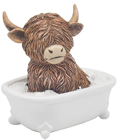 Lesser & Pavey Highland Cow Soaking Bathroom Decor Figurine | Whimsical Decorative Accent, Fine Detailing, Freestanding Ornament, Ideal for Home and Office Decor, Charming Gift Choice