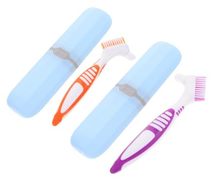 Anneome 2Ensembles Dents pour Prothèses Dentaires avec Étui De Rangement Double Face Ergonomique pour Nettoyage Et Facile à Transporter