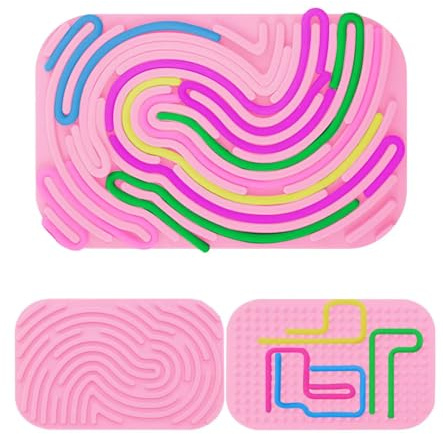 Sensorik Spielzeug Activity Board, Sensory Fidget Toys, Silikon Sensorisches Stress Aktivitätsbrett zur Autismus, ADHD, Beruhigung, Anxiety Toy für Kinder ab 3 Jahr Erwachsene, mit 11 Zubehör Schnüren