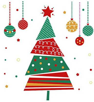 Adesivi murali con albero di Natale e scritta Merry Christmas, rimovibili, decorazione per la casa e le
