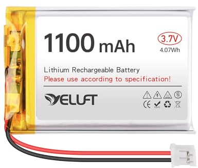 1 Stück 3,7V 1100mAh Lithium Polymer Akku 1S 1C 603449 Wiederaufladbare Batterie mit Schutzplatine und JST2.0-Stecker für Elektronische Geräte