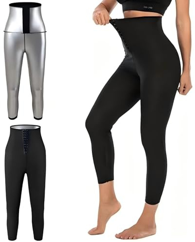 Pantalon de Sudation Femmes, Legging de Sport à Slim Taille Haute, Sauna Vetement Ventre Plat Shorts pour Minceur Fitness Jogging Yoga