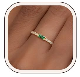 ZOERAY Ringe Gold für Damen Wasserfest Geburtsstein 18K Vergoldete Damenring mit Zirkonia Stapelbare Ring mit Stein Aquamarin Citrin Peridot Edelstein Ringe Frauen Verlobungsringe Geburtstag Geschenke