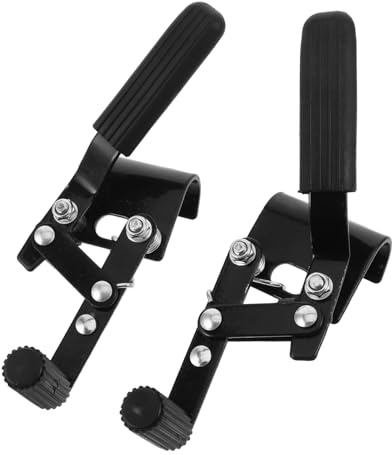1 Paar Rollstuhlbremsen Ersatzteile aus Metall und Kunststoff | Doppelt Bremssystem mit Schraubfixierung, Schwarz, für Rollstuhl und Rollator Handhebel im Satz