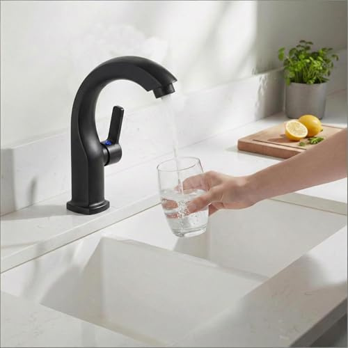 Stilvoller ABS-Kaltwasserhahn für Waschbecken, Einhebel-Badezimmerarmatur mit praktischen Funktionen (schwarz)
