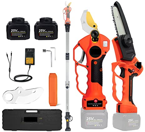Ryanong Electric Pruning Shears, 25V 40mm Cordless Pruner with Extension Cord 5 Inch Chain Saw Branch Trimmer,Power Saws