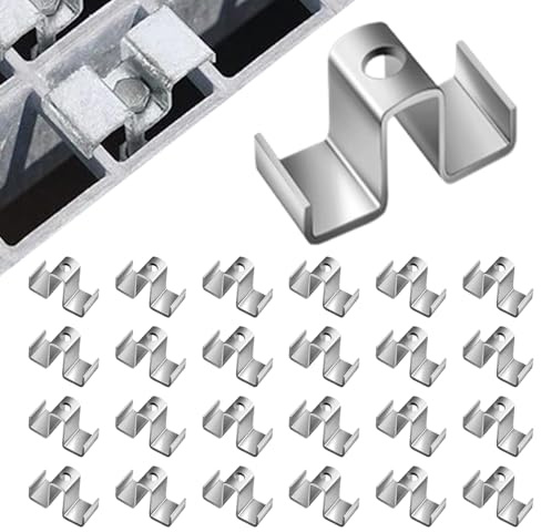 Huvqianu Grating Saddle Clip | Set mit 25 Clips für Metallgitter – wetterfeste Befestigung für Fußböden, Brückensysteme, Drainage, Treppen, Gehwege